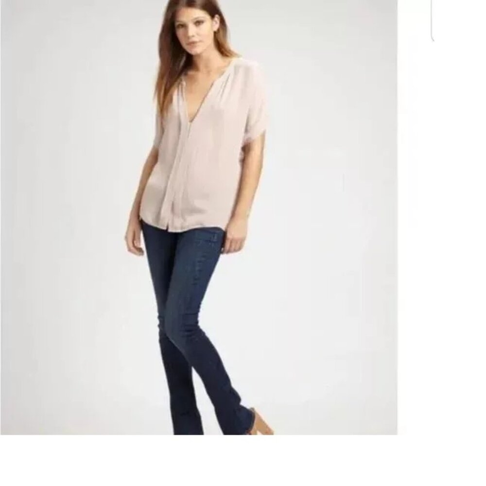 Vince Silk Pink Ivory Dolman Blouse Top Large